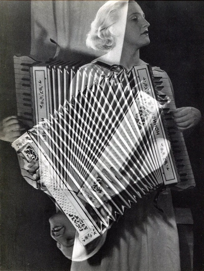 Man Ray (American, 1890-1976) Print: Man Ray (American, 1890-1976) Print. Eva with Accordion. Printed in 1934, France. 9.00 x 10.50 inches. Please be aware that all lots in our auctions are sold "AS IS," in accordance with the Terms & Co
