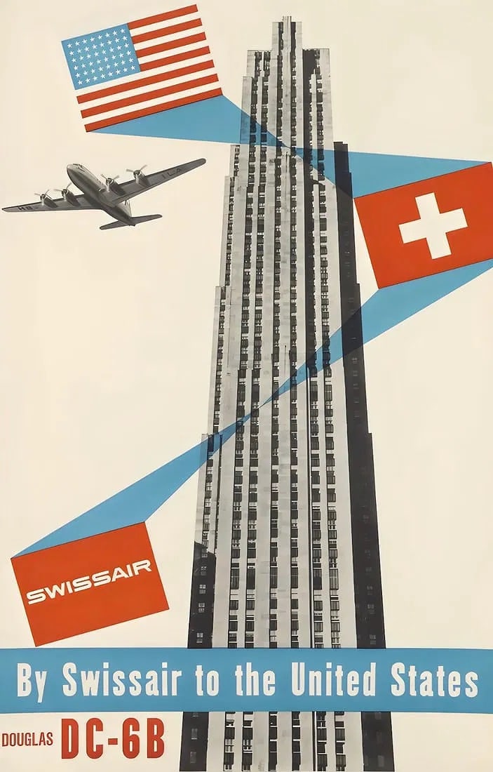 Swiss Air Poster: Swiss Air Poster. Bonded to fabric. Large size. Please be aware that all lots in our auctions are sold "AS IS," in accordance with the Terms & Conditions of the Auction. All "dates" inside quotations