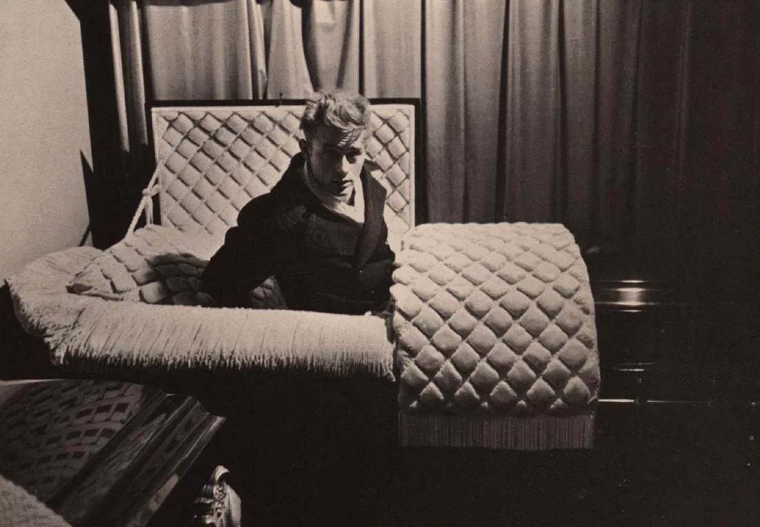 Dennis Stock (American, 1928-2010) Print: Dennis Stock (American, 1928-2010) Print. James Dean, Fairmont Indiana, "1955". Printed in 1980s, Italy. 5.00 x 6.50 inches. Please be aware that all lots in our auctions are sold "AS IS," in accordan