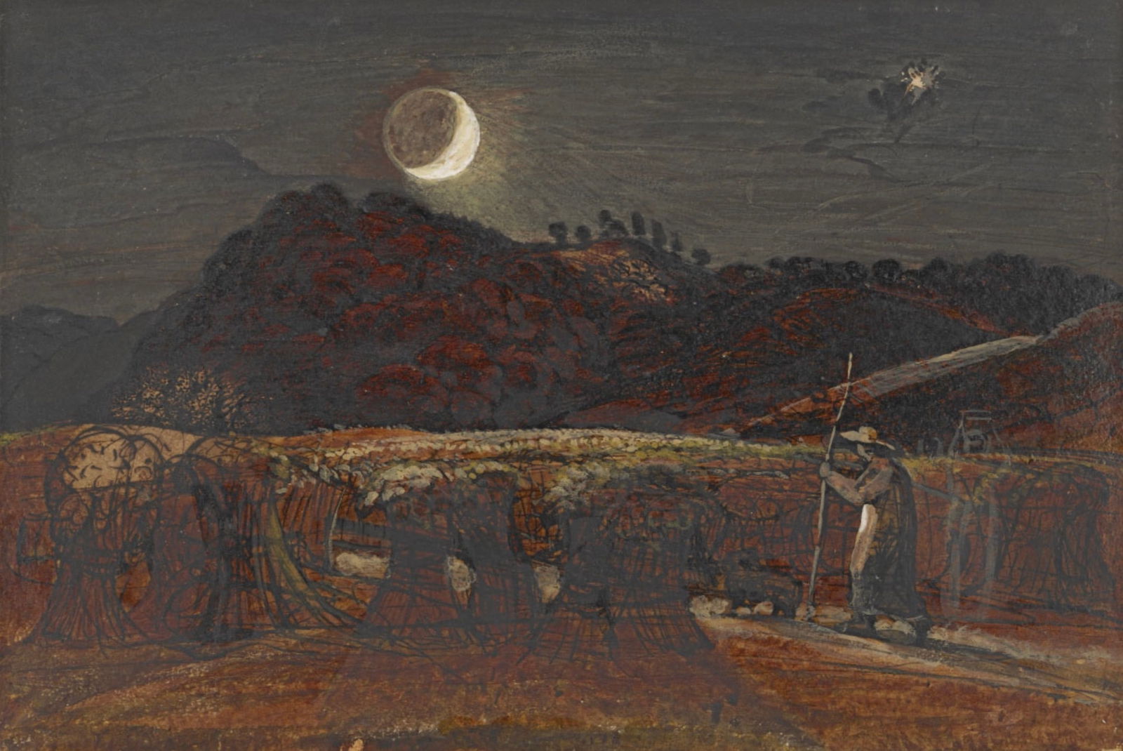 Samuel Palmer (British, 1805-1881) Print: Samuel Palmer (British, 1805-1881) Print. Cornfield by Moonlight, "1830". 12.50 x 8.00 inches. Please be aware that all lots in our auctions are sold "AS IS," in accordance with the Terms & Conditions