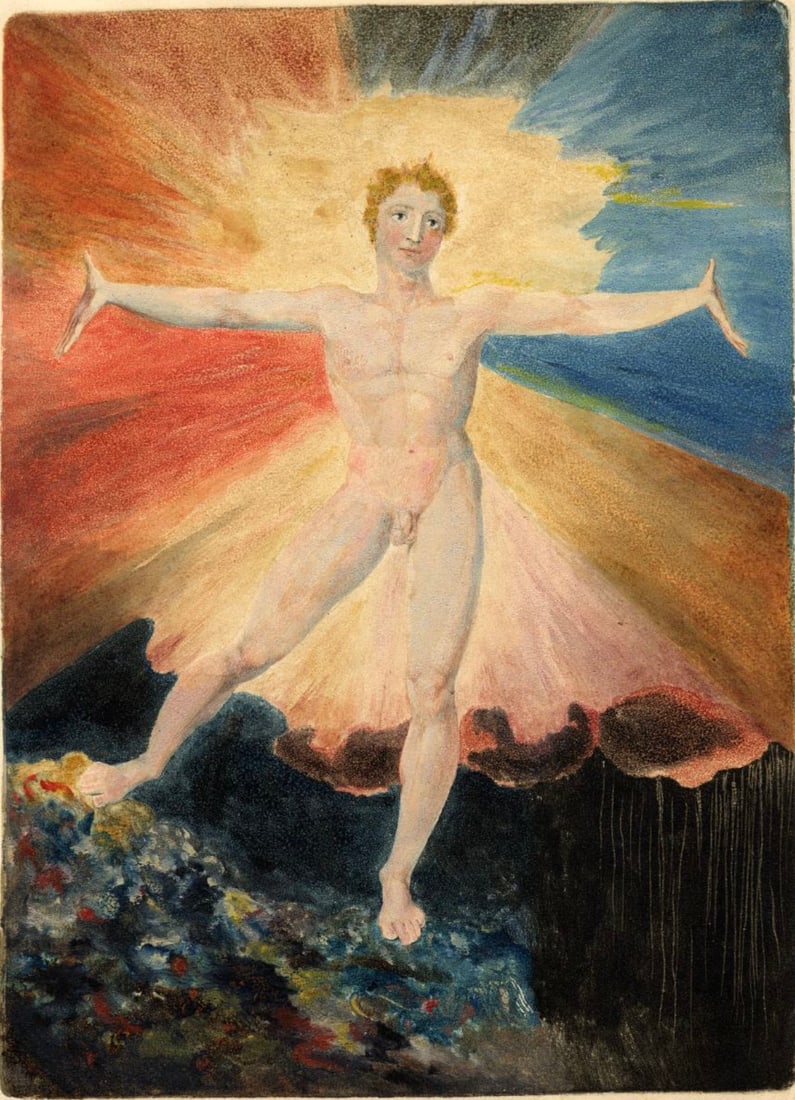 William Blake (British, 1757-1827) Print: William Blake (British, 1757-1827) Print. Albion Rose, "1794-1796". Bonded to fabric. Please be aware that all lots in our auctions are sold "AS IS," in accordance with the Terms & Conditions of the A