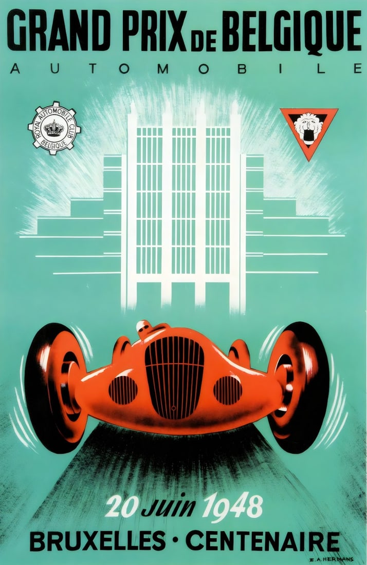 Car Poster: Car Poster. Bonded to fabric. Medium Size. Please be aware that all lots in our auctions are sold "AS IS," in accordance with the Terms & Conditions of the Auction. All "dates" inside quotations ("")