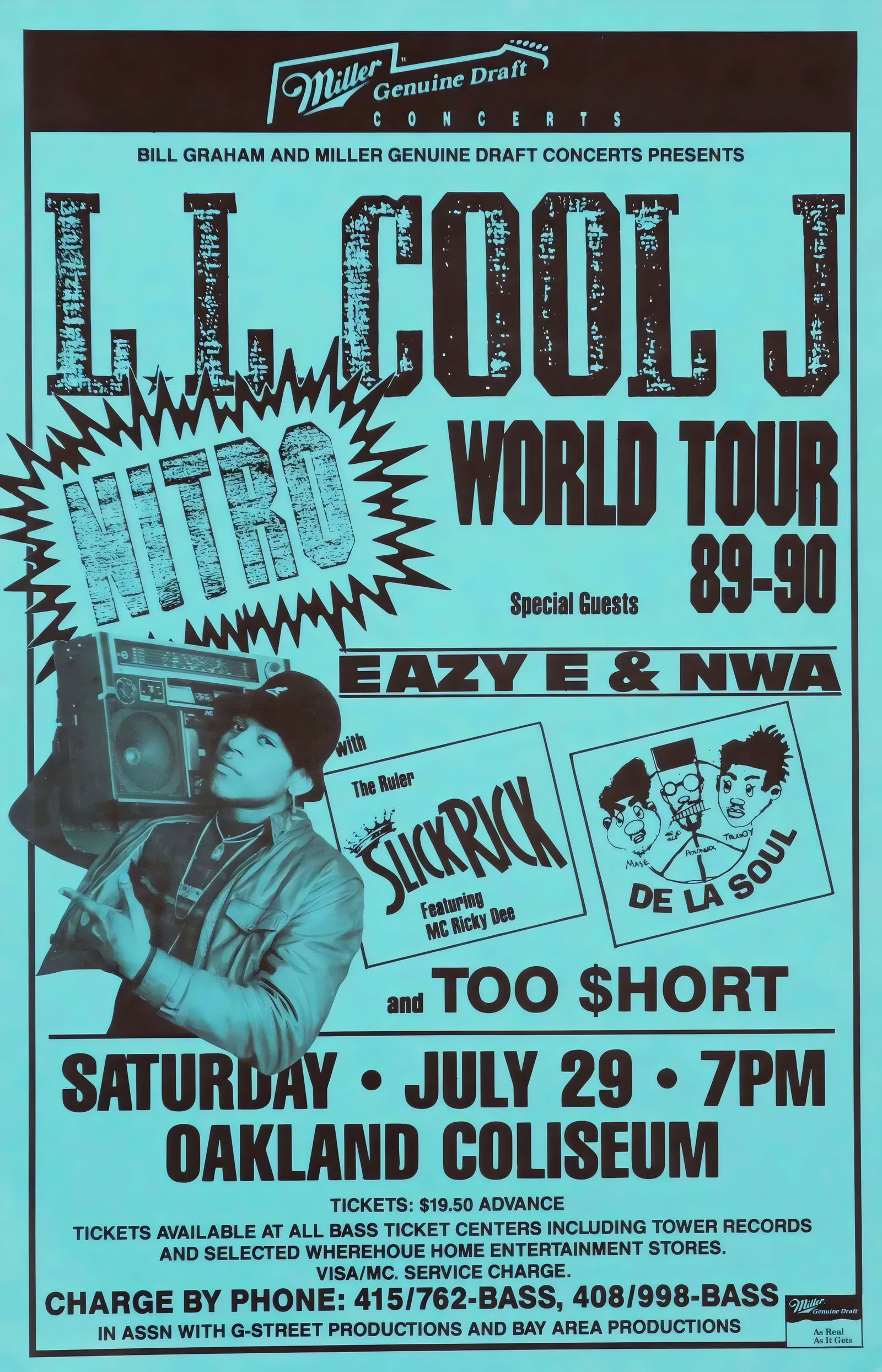 Bill Graham Poster: Bill Graham Poster. Bonded to fabric. Medium Size. Please be aware that all lots in our auctions are sold "AS IS," in accordance with the Terms & Conditions of the Auction. All "dates" inside quotatio