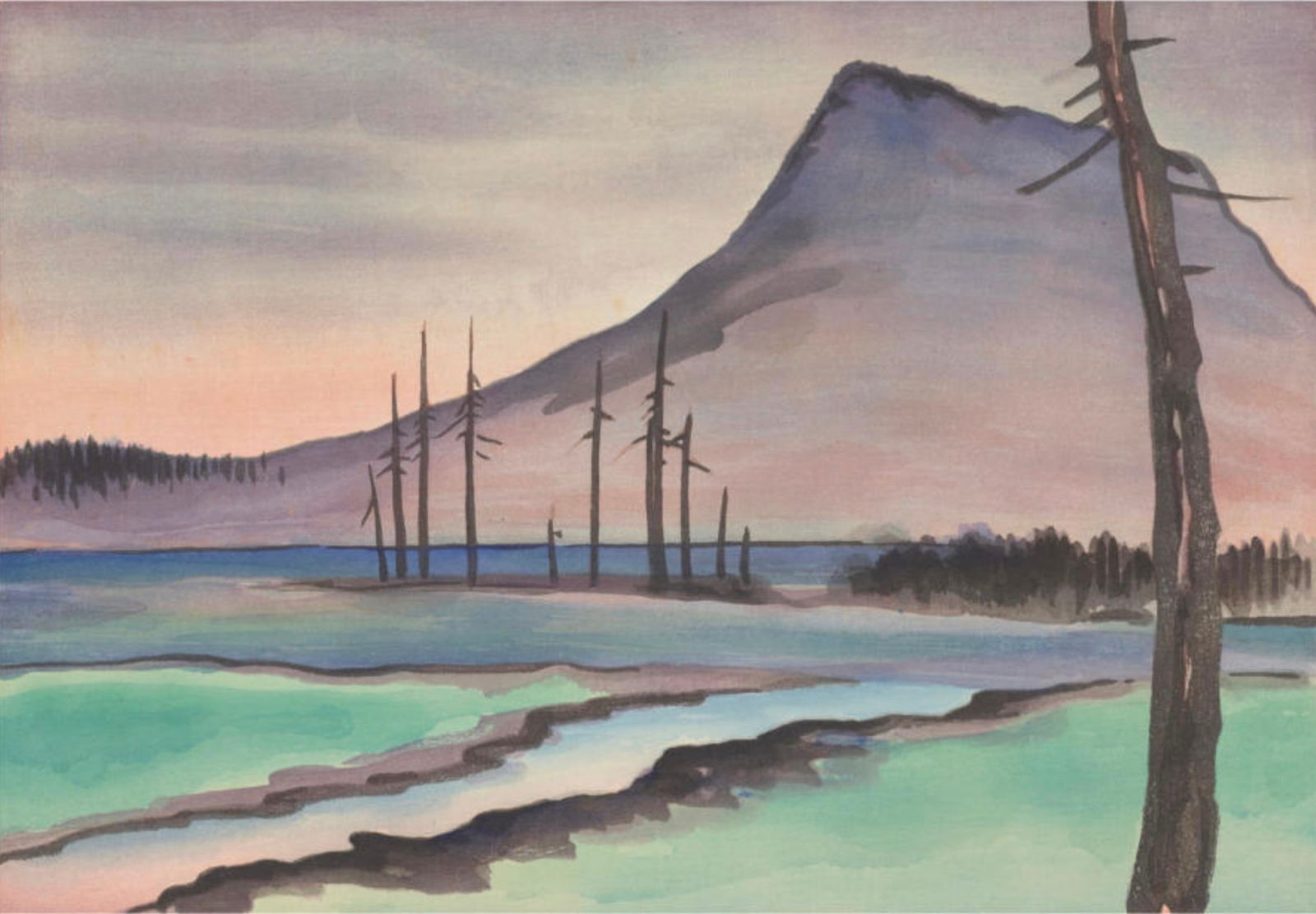 Chiura Obata (Japanese-American, 1885-1975) Print: Chiura Obata (Japanese-American, 1885-1975) Print. Lake Mary, High Sierra, National Park, "1930". 21.50 x 15.00 inches. Please be aware that all lots in our auctions are sold "AS IS," in accordance wi