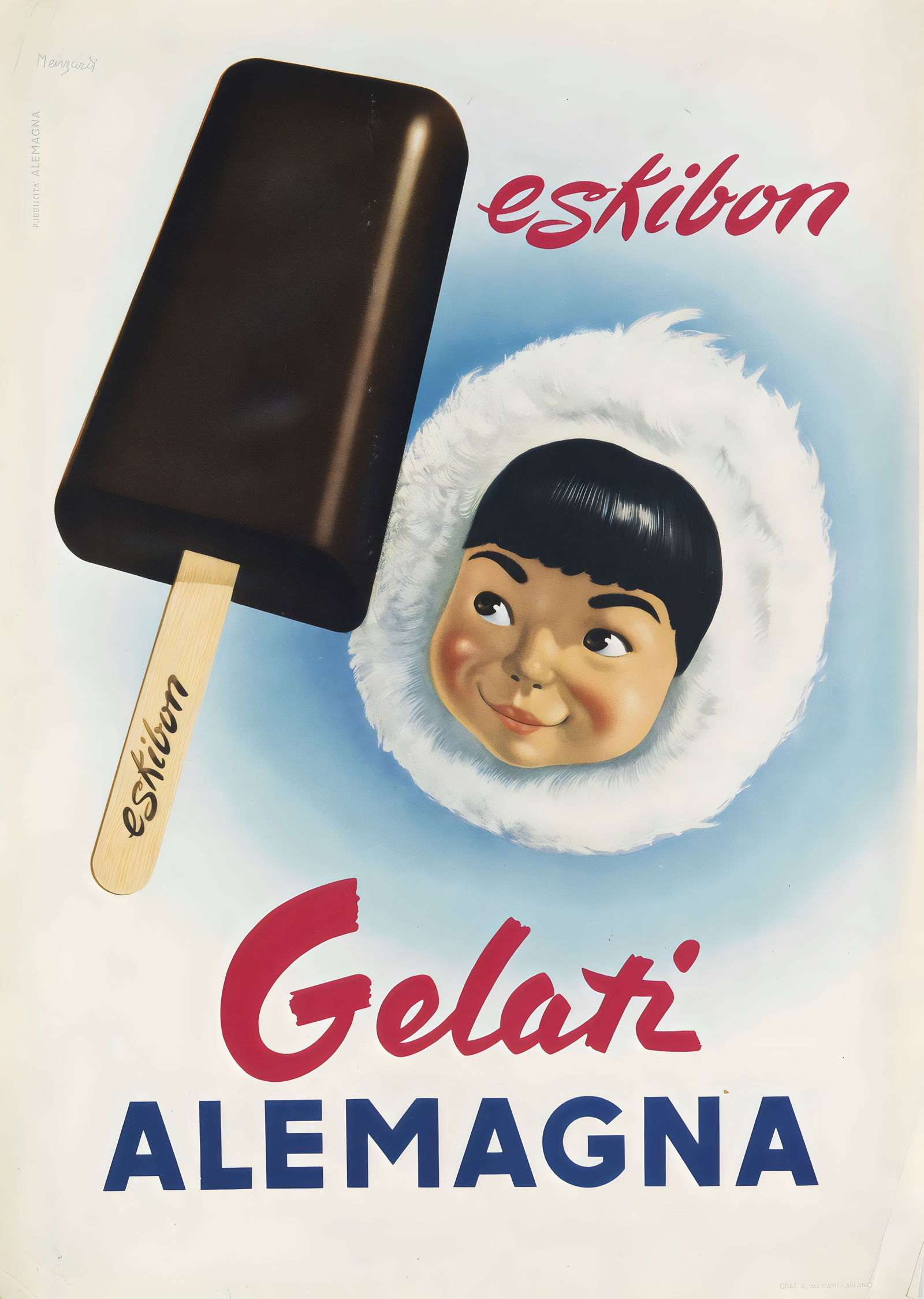Gelati Poster: Gelati Poster. Bonded to fabric. Medium Size. Please be aware that all lots in our auctions are sold "AS IS," in accordance with the Terms & Conditions of the Auction. All "dates" inside quotations ("