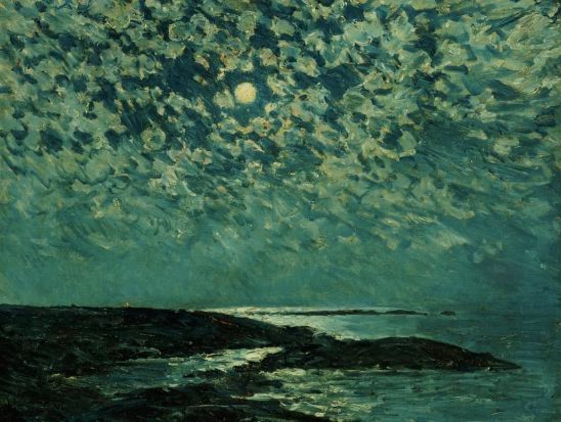Childe Hassam (American, 1859-1935) Print: Childe Hassam (American, 1859-1935) Print. Moonlight, Isle of Shoals, "1892". 30.00 x 23.50 inches. Please be aware that all lots in our auctions are sold "AS IS," in accordance with the Terms & Condi