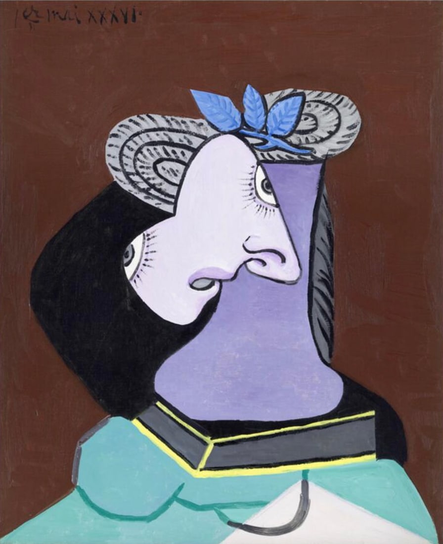 Pablo Picasso (Spanish, 1881-1973) Print: Pablo Picasso (Spanish, 1881-1973) Print. Le Chapeau de Paille au Feuillage Bleu, "1936". 29.75 x 36.25 inches. Please be aware that all lots in our auctions are sold "AS IS," in accordance with the T