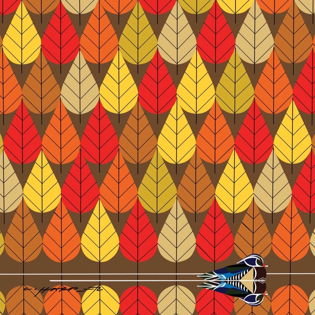 Charley Harper (American, 1922-2007) Lithograph: Charley Harper (American, 1922-2007) Lithograph. Octoberama, "2000". 10.00 x 10.00 inches. Please be aware that all lots in our auctions are sold "AS IS," in accordance with the Terms & Conditions of