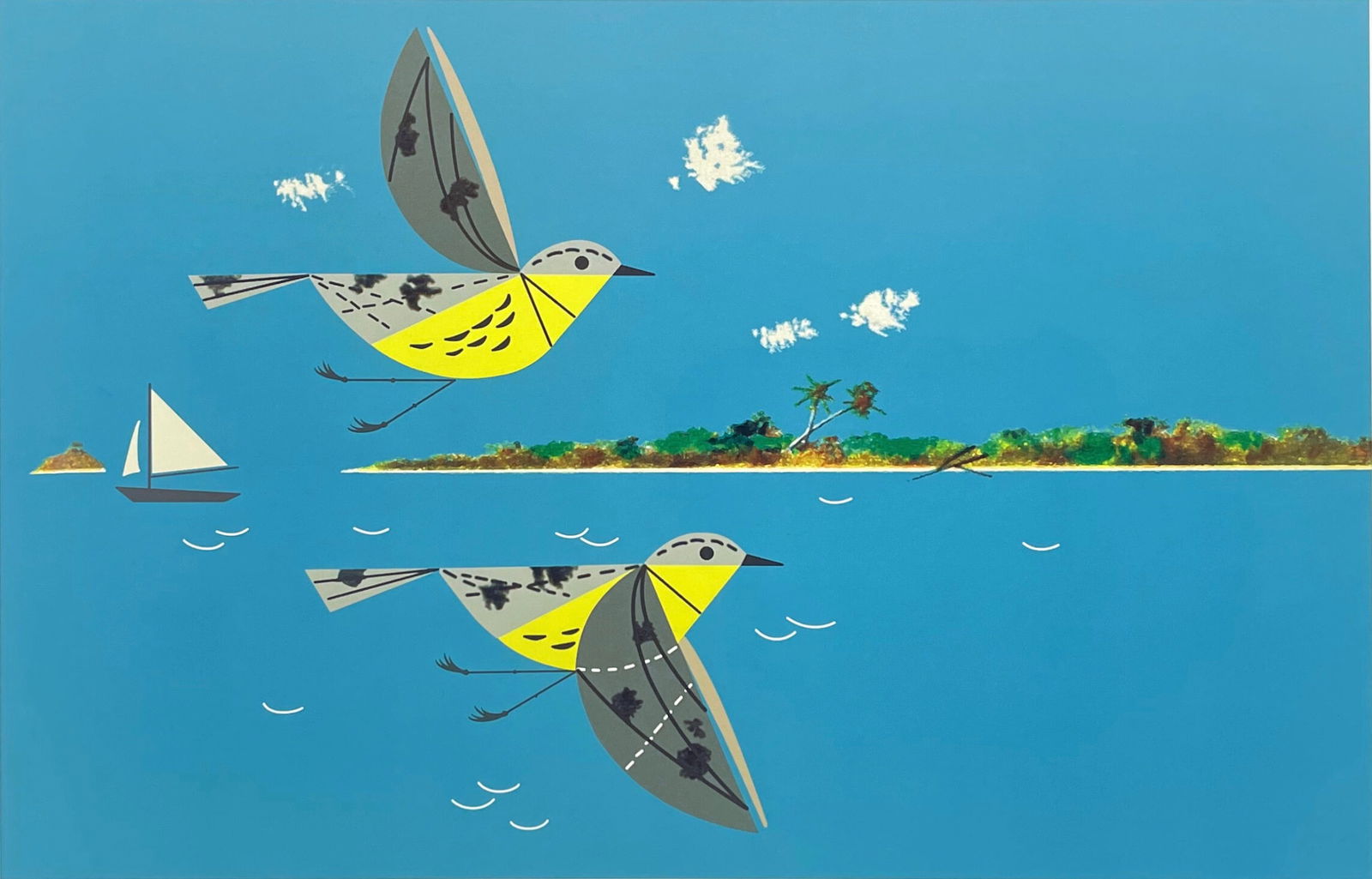Charley Harper (American, 1922-2007) Lithograph: Charley Harper (American, 1922-2007) Lithograph. "Caribbean Cruisers'", "2007". 15.00 x 10.00. Please be aware that all lots in our auctions are sold "AS IS," in accordance with the Terms & Conditions