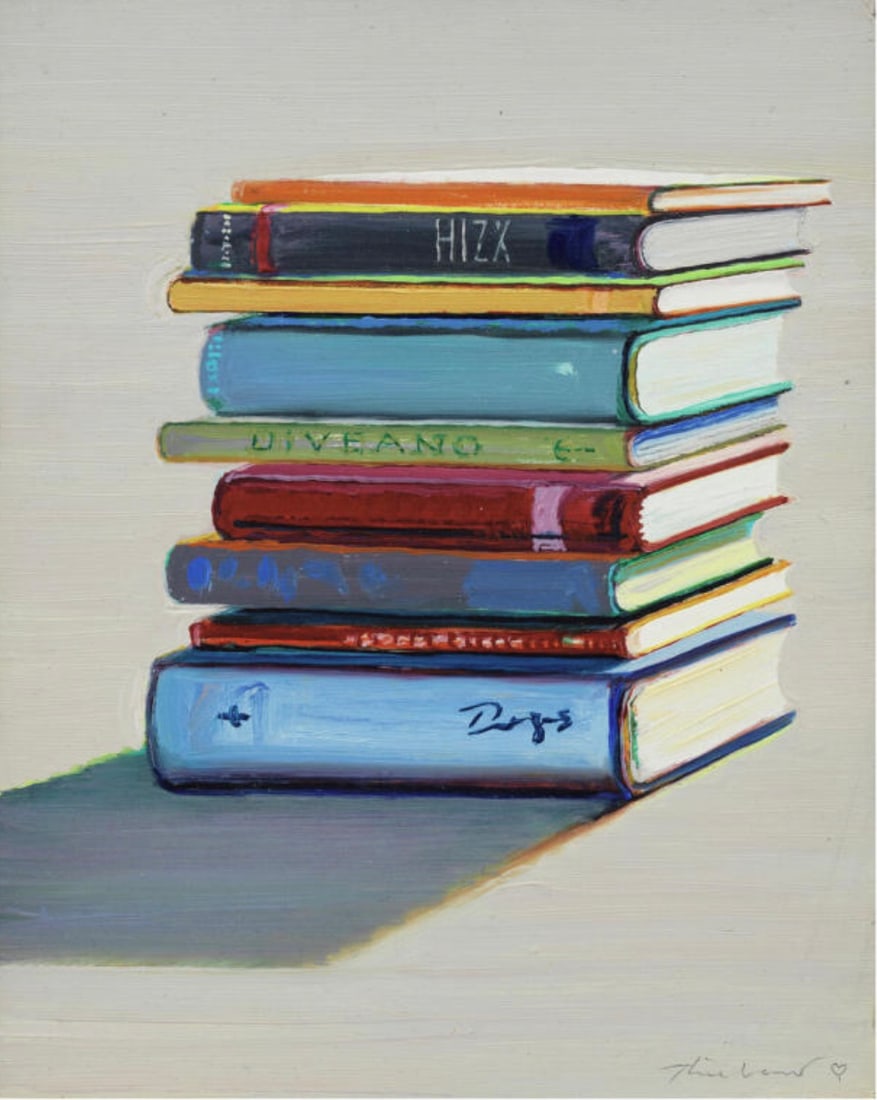 Wayne Thiebaud (American, 1920-2021) Print: Wayne Thiebaud (American, 1920-2021) Print. Stack of Books, "1991". 17.25 x 21.25 inches. Please be aware that all lots in our auctions are sold "AS IS," in accordance with the Terms & Conditions of t