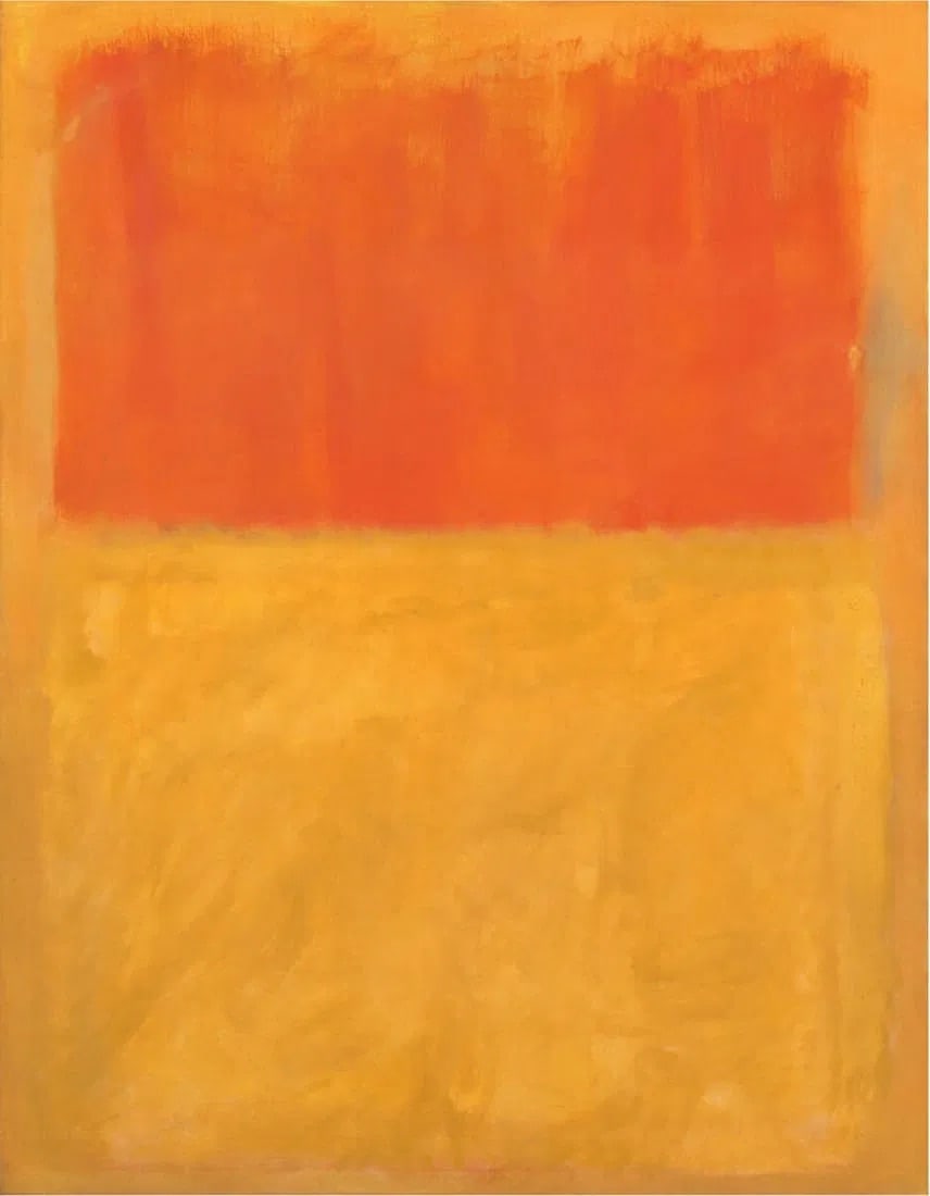 Mark Rothko (American, 1903-1970) Print: Mark Rothko (American, 1903-1970). Orange and Tan, "1954" Print. Bonded to fabric. 31.00 x 39.50 inches. Please be aware that all lots in our auctions are sold "AS IS," in accordance with the Terms &