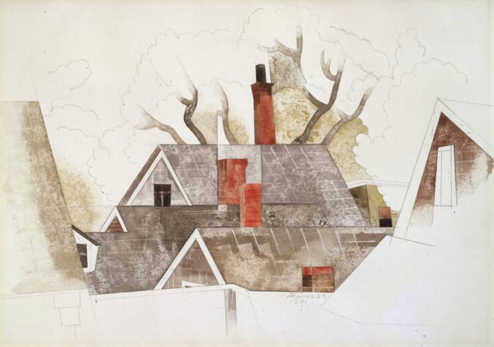 Charles Demuth (American, 1883-1935) Print: Charles Demuth (American, 1883-1935) Print. Red Chimneys, "1918". 37.50 x 26.25 inches. Please be aware that all lots in our auctions are sold "AS IS," in accordance with the Terms & Conditions of the