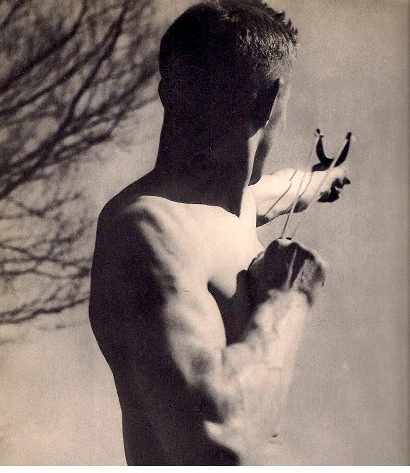 Pierre Boucher (French, 1908-2000) Print: Pierre Boucher (French, 1908-2000) Print. Sling Shot. Printed in 1935, France. 9.00 x 9.00 inches. Please be aware that all lots in our auctions are sold "AS IS," in accordance with the Terms & Condit