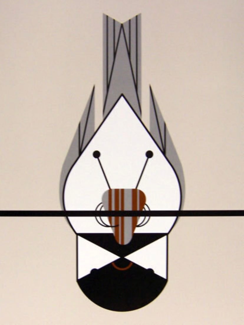 Charley Harper (American, 1922-2007) Lithograph: Charley Harper (American, 1922-2007) Lithograph. "Chickadee Calisthenics'", "2005". 8.00 x 10.00. Please be aware that all lots in our auctions are sold "AS IS," in accordance with the Terms & Conditi