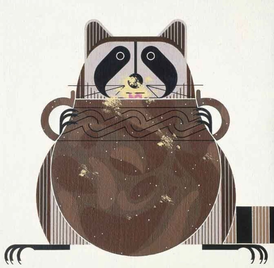 Charley Harper (American, 1922-2007) Lithograph: Charley Harper (American, 1922-2007) Lithograph. Pot Belly, "1980". 9.00 x 9.00 inches. Please be aware that all lots in our auctions are sold "AS IS," in accordance with the Terms & Conditions of the