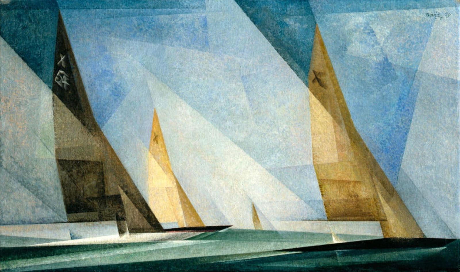 Lyonel Feininger (German-American, 1871-1956) Print: Lyonel Feininger (German-American, 1871-1956) Print. Sailboats, "1929". 29.50 x 17.50 inches. Please be aware that all lots in our auctions are sold "AS IS," in accordance with the Terms & Conditions