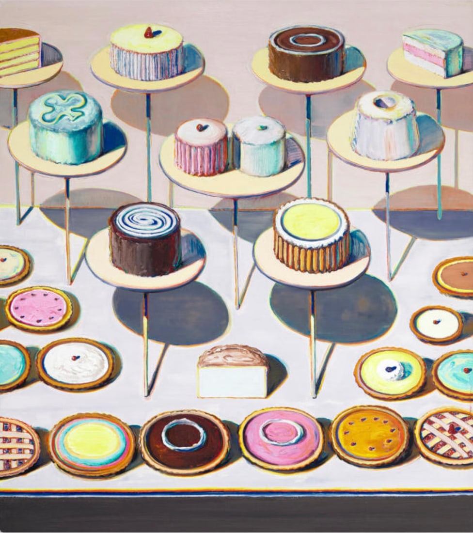 Wayne Thiebaud (American, 1920-2021) Print: Wayne Thiebaud (American, 1920-2021) Print. Cakes and Pies, "1995". 26.50 x 29.50 inches. Please be aware that all lots in our auctions are sold "AS IS," in accordance with the Terms & Conditions of t