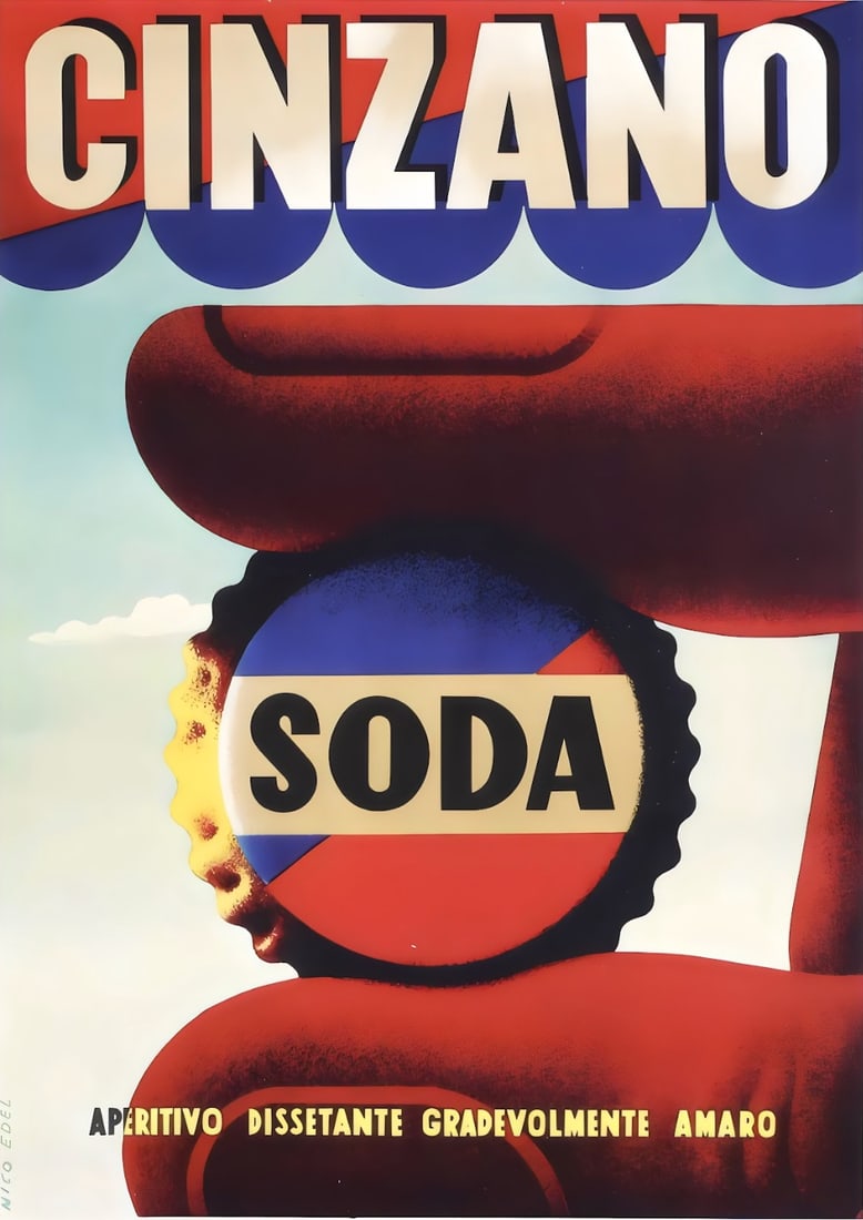 Soda Poster: Soda Poster. Bonded to fabric. Medium Size. Please be aware that all lots in our auctions are sold "AS IS," in accordance with the Terms & Conditions of the Auction. All "dates" inside quotations ("")