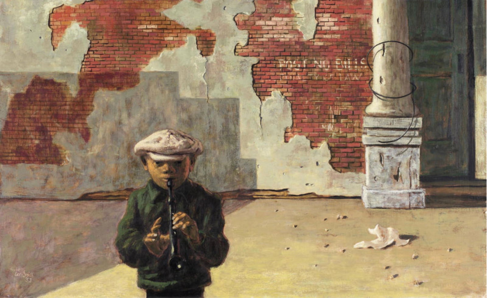 Hughie Lee-Smith (American, 1915-1999) Print: Hughie Lee-Smith (American, 1915-1999) Print. The Piper, "1953". 39.50 x 23.75 inches. Please be aware that all lots in our auctions are sold "AS IS," in accordance with the Terms & Conditions of the