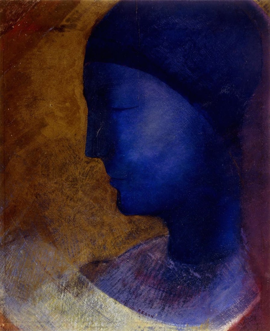 Odilon Redon (French, 1840-1916) Print: Odilon Redon (French, 1840-1916) Print. The Golden Cell, "1905". Bonded to fabric. Please be aware that all lots in our auctions are sold "AS IS," in accordance with the Terms & Conditions of the Auct
