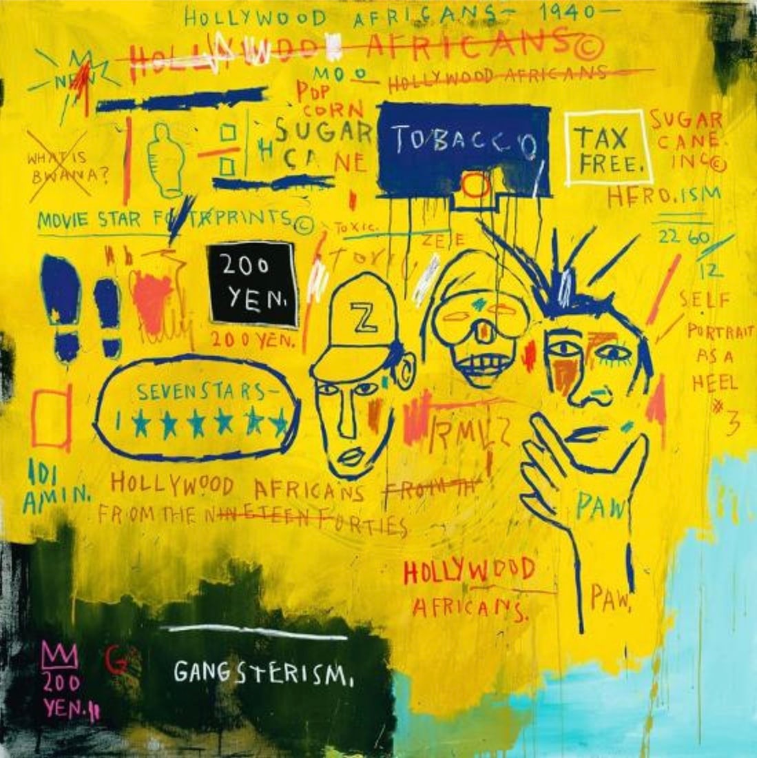 Jean-Michel Basquiat (American, 1960-1988) Print: Jean-Michel Basquiat (American, 1960-1988) Print. Hollywood Africans, "1983". 29.50 x 29.50 inches. Please be aware that all lots in our auctions are sold "AS IS," in accordance with the Terms & Condi