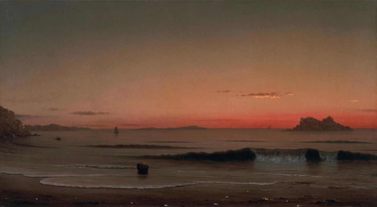 Martin Johnson Heade (American, 1819-1904) Print: Martin Johnson Heade (American, 1819-1904) Print. Singing Beach, Manchester, "1863". 21.00 x 11.75 inches. Please be aware that all lots in our auctions are sold "AS IS," in accordance with the Terms