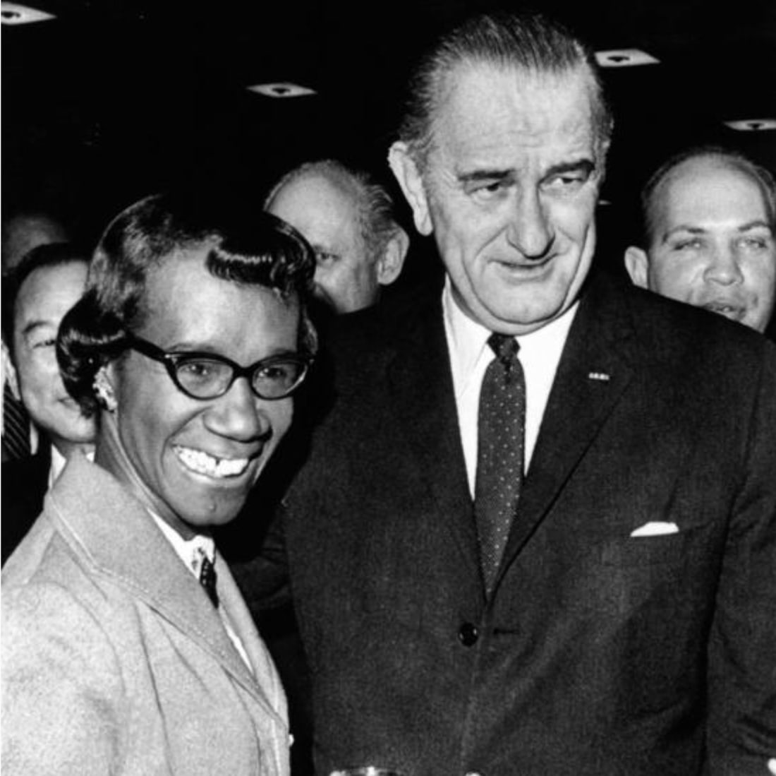 Lyndon B. Johnson (American, 1908-1973) Print: Lyndon B. Johnson (American, 1908-1973) Print. With Shirley Chisholm, New York. 22.00 x 22.75 inches. Please be aware that all lots in our auctions are sold "AS IS," in accordance with the Terms &