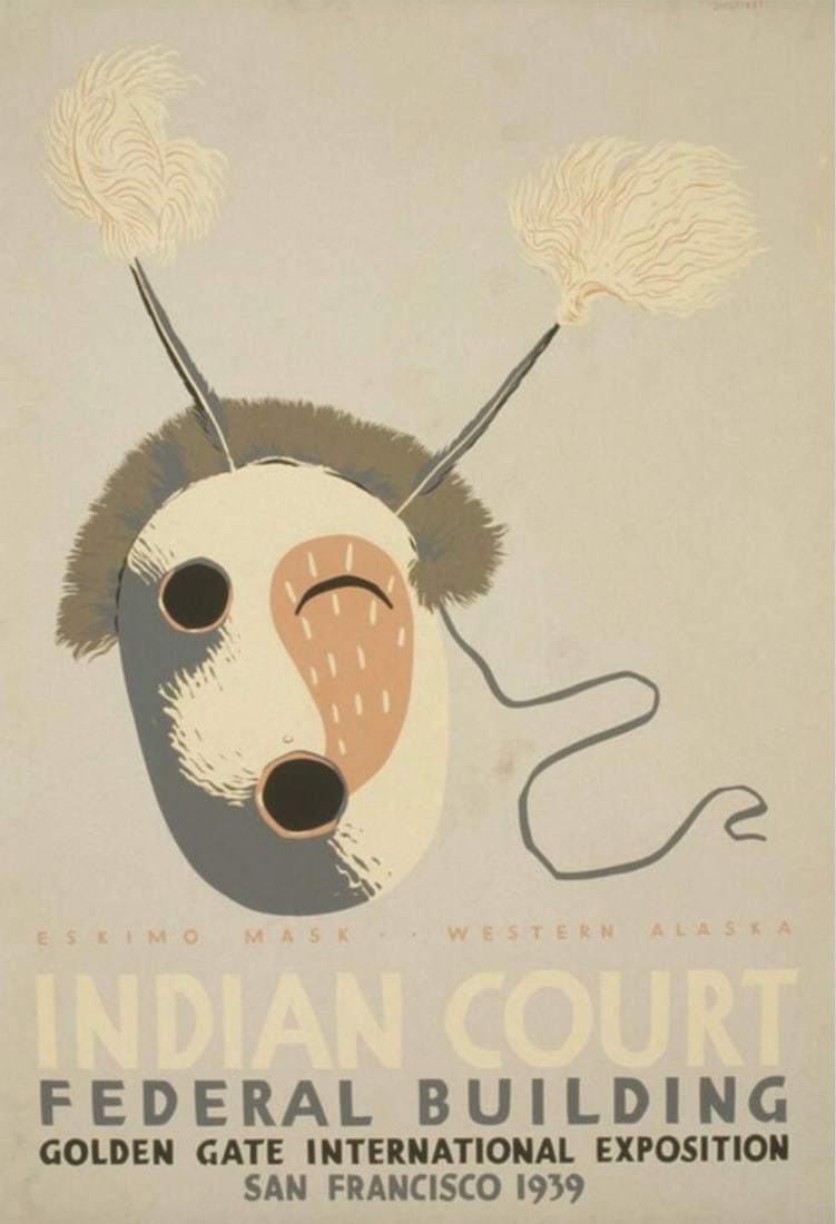 Louis B. Siegriest (American, 1899-1989) Poster: Louis B. Siegriest (American, 1899-1989) Poser. Indian Court, "1939". 24.50 x 36.00 inches. Bonded to fabric. Please be aware that all lots in our auctions are sold "AS IS," in accordance with the Ter