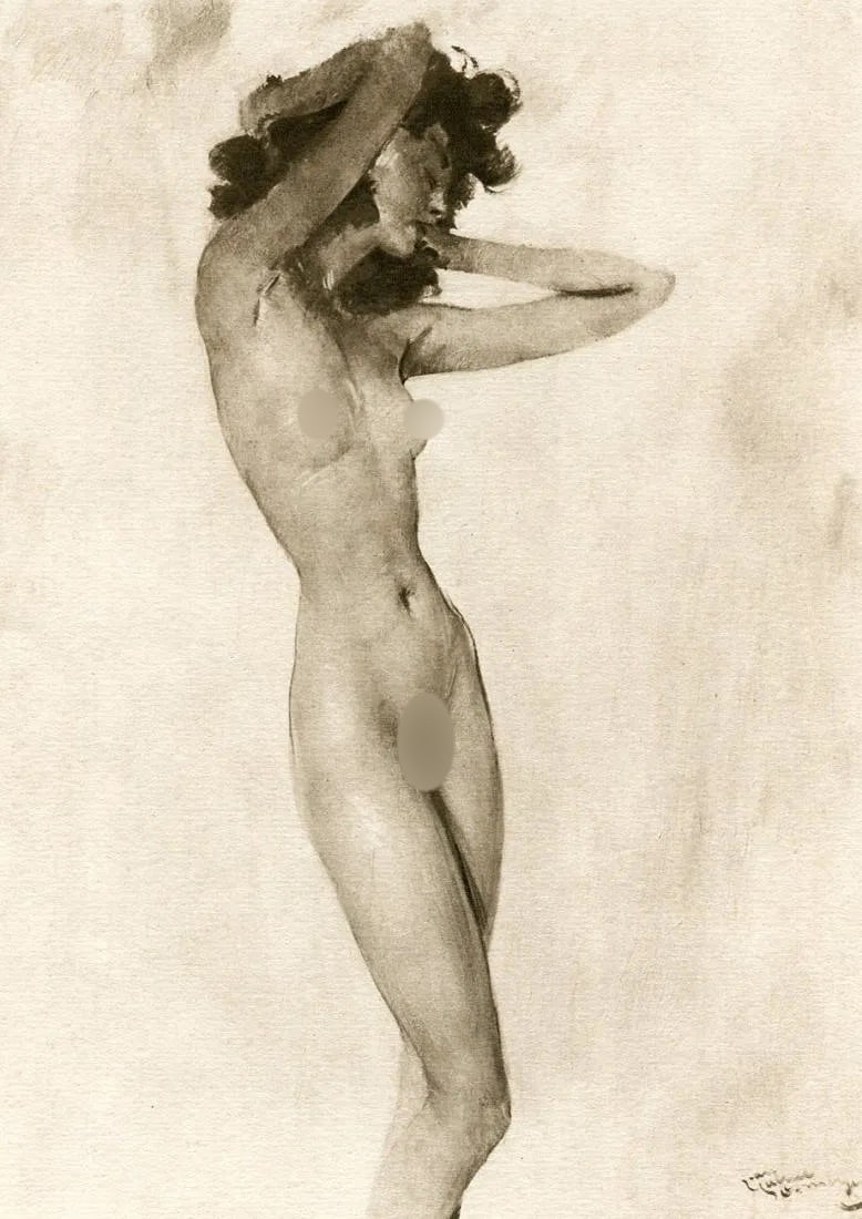 Jean-Gabriel Vaux (French, 1900-1970) Print: Jean-Gabriel Vaux (French, 1900-1970) Print. Female Nude. Printed in 1952, France. 6.00 x 9.00 inches. Please be aware that all lots in our auctions are sold "AS IS," in accordance with the Terms &