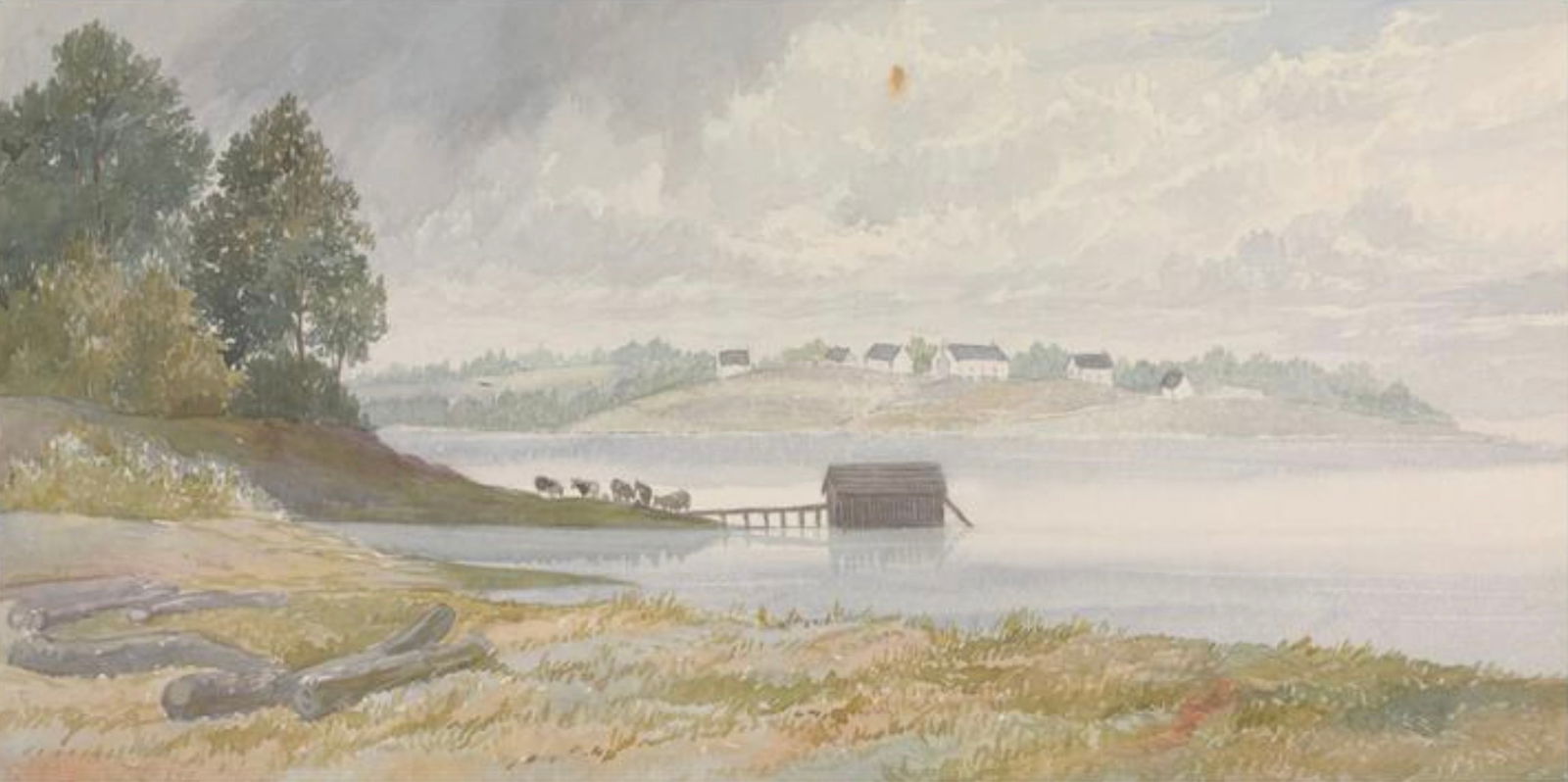 Lefevre James Cranstone (British, 1870-1932) Print: Lefevre James Cranstone (British, 1870-1932) Print. York River near Bigler's Mills, Virginia, "1859". 25.00 x 12.50 inches. Please be aware that all lots in our auctions are sold "AS IS," in