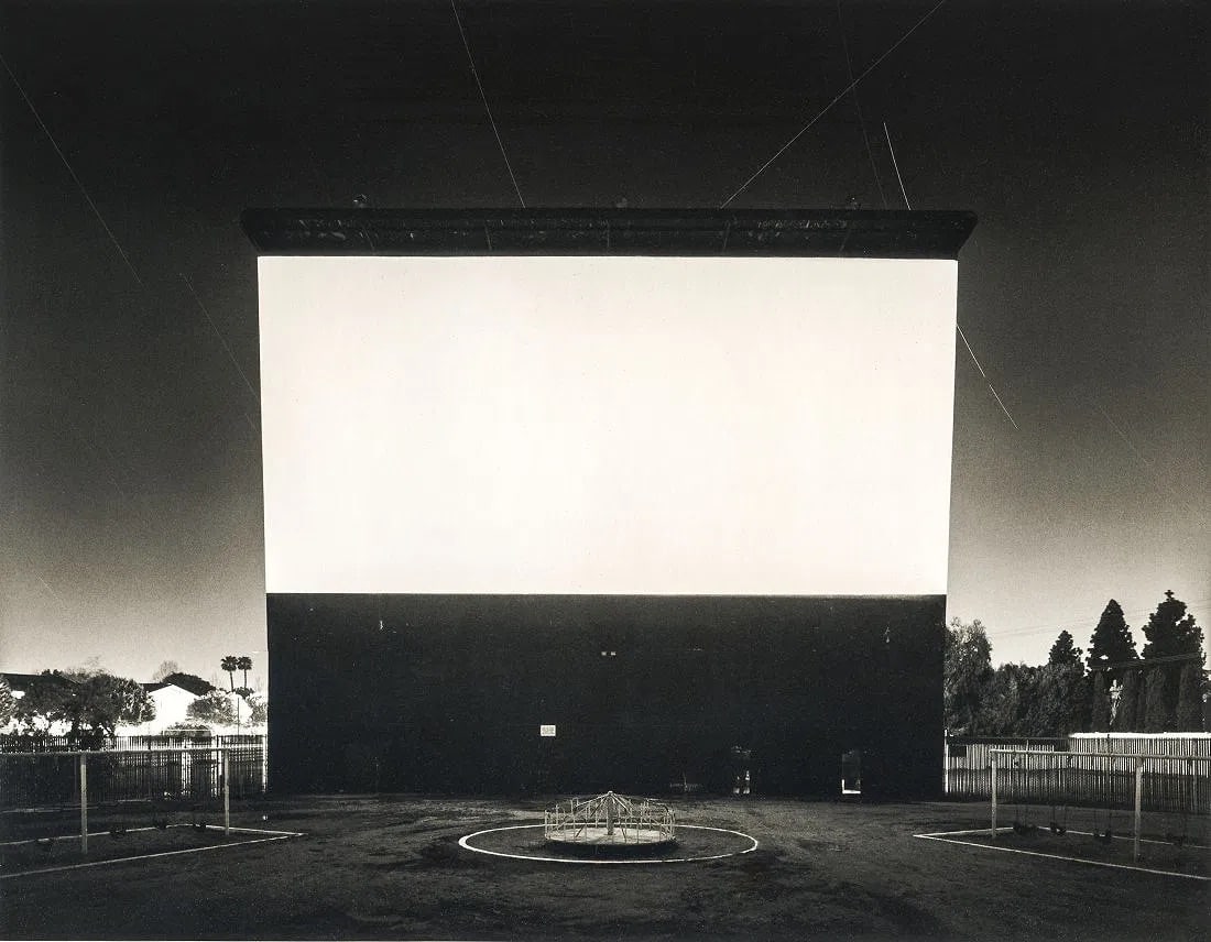 Hiroshi Sugimoto (Japanese, b. 1948) Print: Hiroshi Sugimoto (Japanese, b. 1948) Print. Studio Drive-In, Culver City, "1993". Printed in 2016, Italy. 8.45 x 6.50 inches. Please be aware that all lots in our auctions are sold "AS IS," in