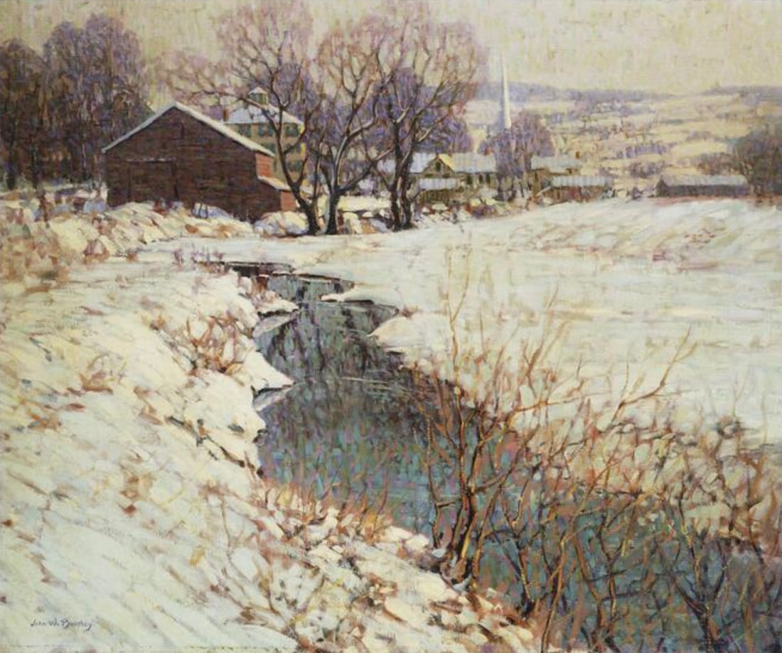 John William Bentley (American, 1860-1932) Print: John William Bentley (American, 1860-1932) Print. Winter in Highbridge, New Jersey. 23.00 x 19.75 inches. Please be aware that all lots in our auctions are sold "AS IS," in accordance with the Terms
