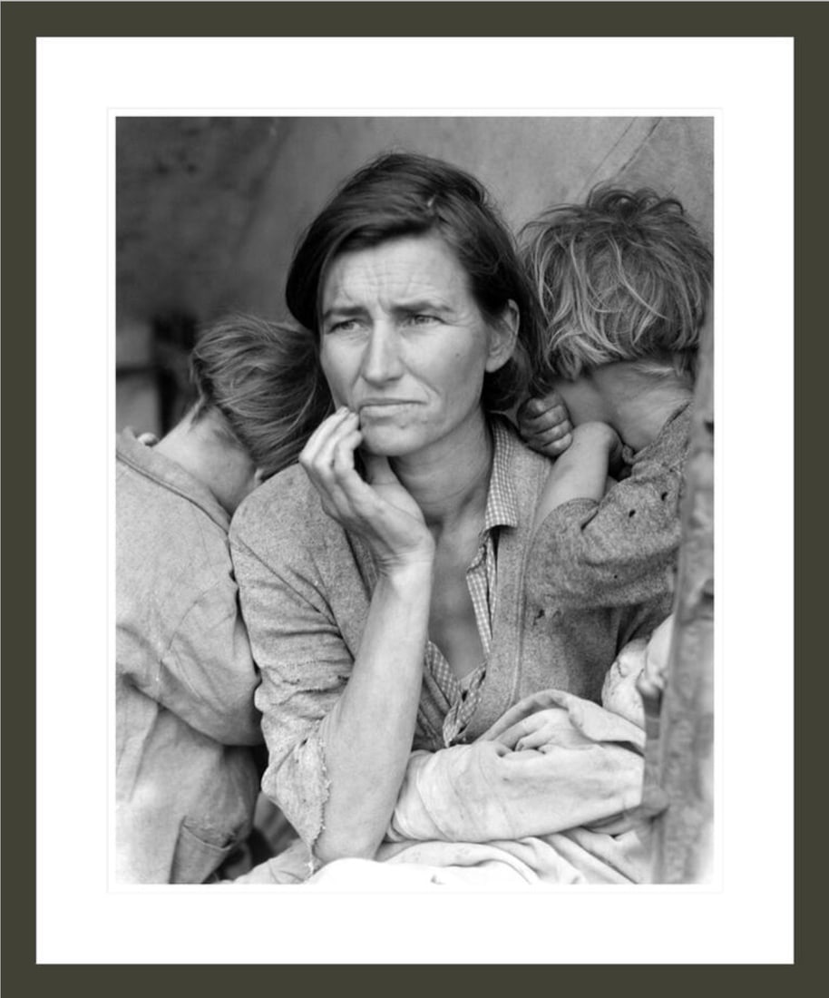 Dorothea Lange (American, 1895-1965) Print: Dorothea Lange (American, 1895-1965) Print. Migrant Mother, "1936". 16.50 x 20.00 (image), 23.00 x 28.00 (framed) inches. Please be aware that all lots in our auctions are sold "AS IS," in