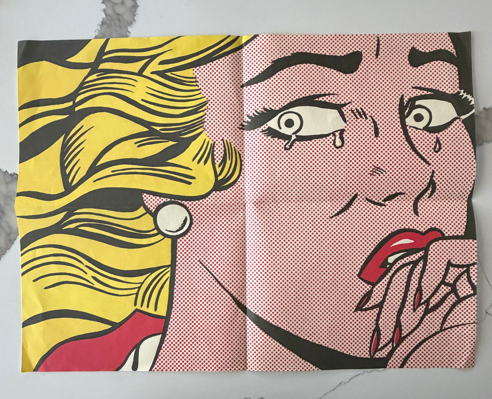 Roy Lichtenstein (American, 1923-1997) Mailer: Roy Lichtenstein (American, 1923-1997) Mailer. Crying Girl, 1963. Offset Lithograph. 16.875 x 22.875 inches. Please be aware that all lots in our auctions are sold "AS IS," in accordance with the