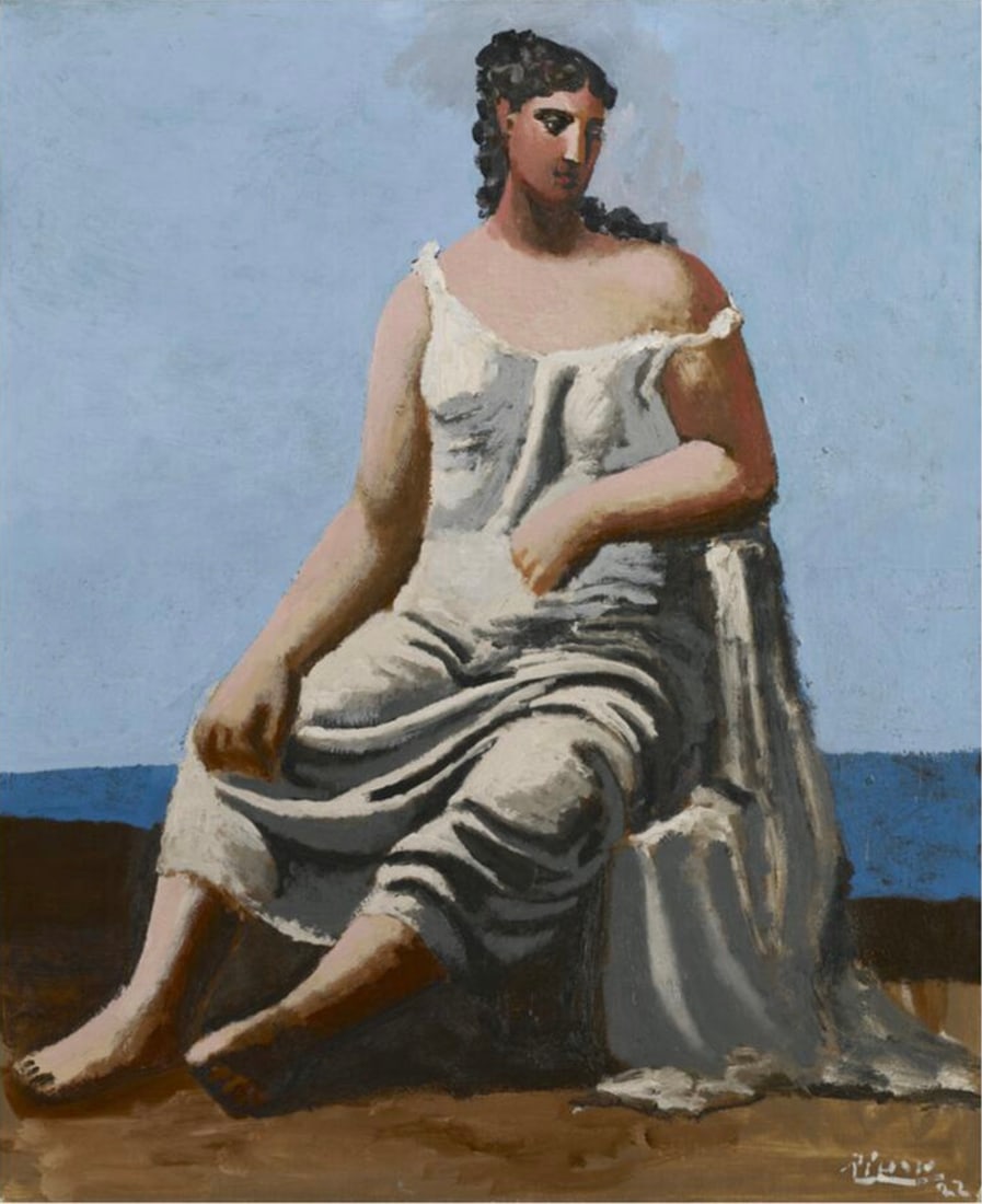 Pablo Picasso (Spanish, 1881-1973) Print: Pablo Picasso (Spanish, 1881-1973) Print. Woman by the Sea, "1922". 36.50 x 45.00 inches. Please be aware that all lots in our auctions are sold "AS IS," in accordance with the Terms & Conditions of t