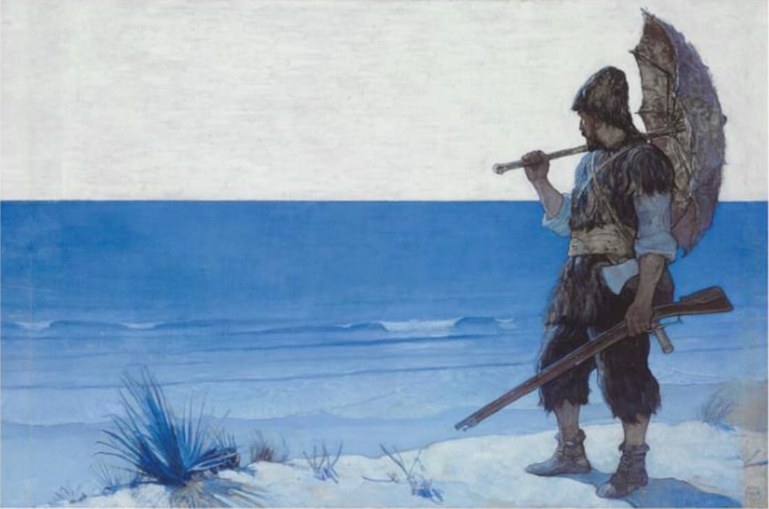 N.C. Wyeth (American, 1882-1945) Print: N.C. Wyeth (American, 1882-1945) Print. Robinson Crusoe. 13.00 x 8.50 inches. Please be aware that all lots in our auctions are sold "AS IS," in accordance with the Terms & Conditions of the Auction.