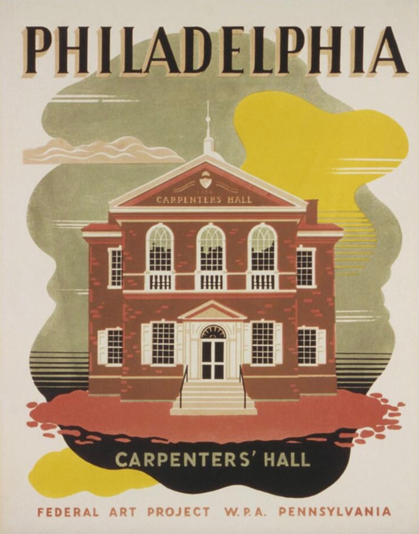 Philadelphia Poster: Philadelphia Poster. "1936". Bonded to fabric. 36.00 x 46.00 inches. Please be aware that all lots in our auctions are sold "AS IS," in accordance with the Terms & Conditions of the Auction. All