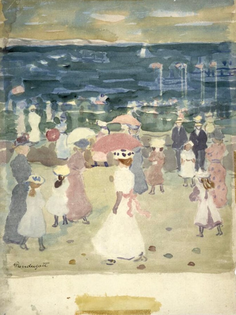 Maurice Brazil Prendergast (American, 1858-1924) Print: Maurice Brazil Prendergast (American, 1858-1924) Print. Sunday on the Beach, "1896". 27.00 x 36.00 inches. Please be aware that all lots in our auctions are sold "AS IS," in accordance with the Terms