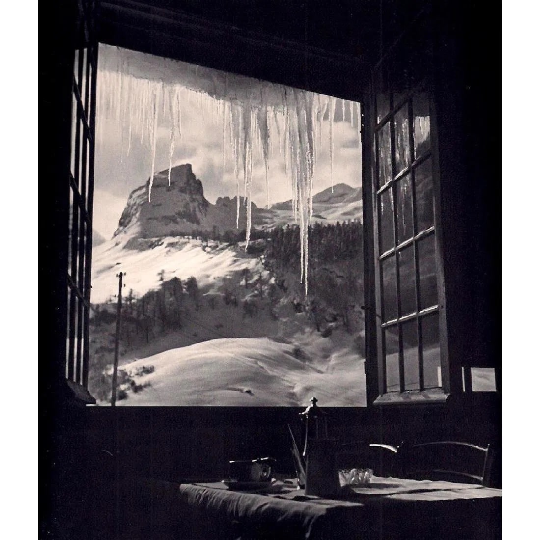 M.K. Machatschek (Austrian) Print: M.K. Machatschek (Austrian) Print. L. Matin au chalet de Gourette (Pyrenees). Morning in a Chalet at Gourette. Printed in late 1930's, France. 9.00 x 9.50 inches. Please be aware that all lots in our