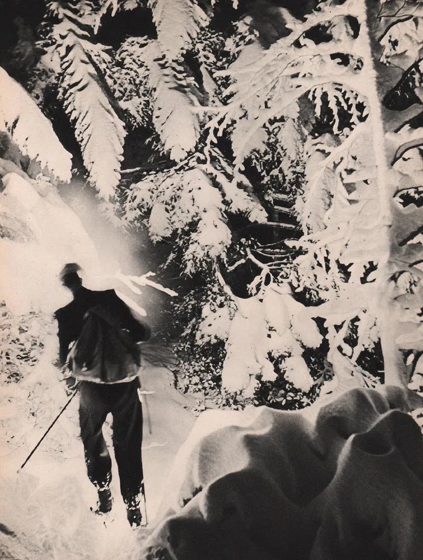 M.K. Machatschek (Austrian) Print: M.K. Machatschek (Austrian) Print. Solar Skiing. Printed in late 1930's, France. 10.00 x 13.00 inches. Please be aware that all lots in our auctions are sold "AS IS," in accordance with the Terms & Co