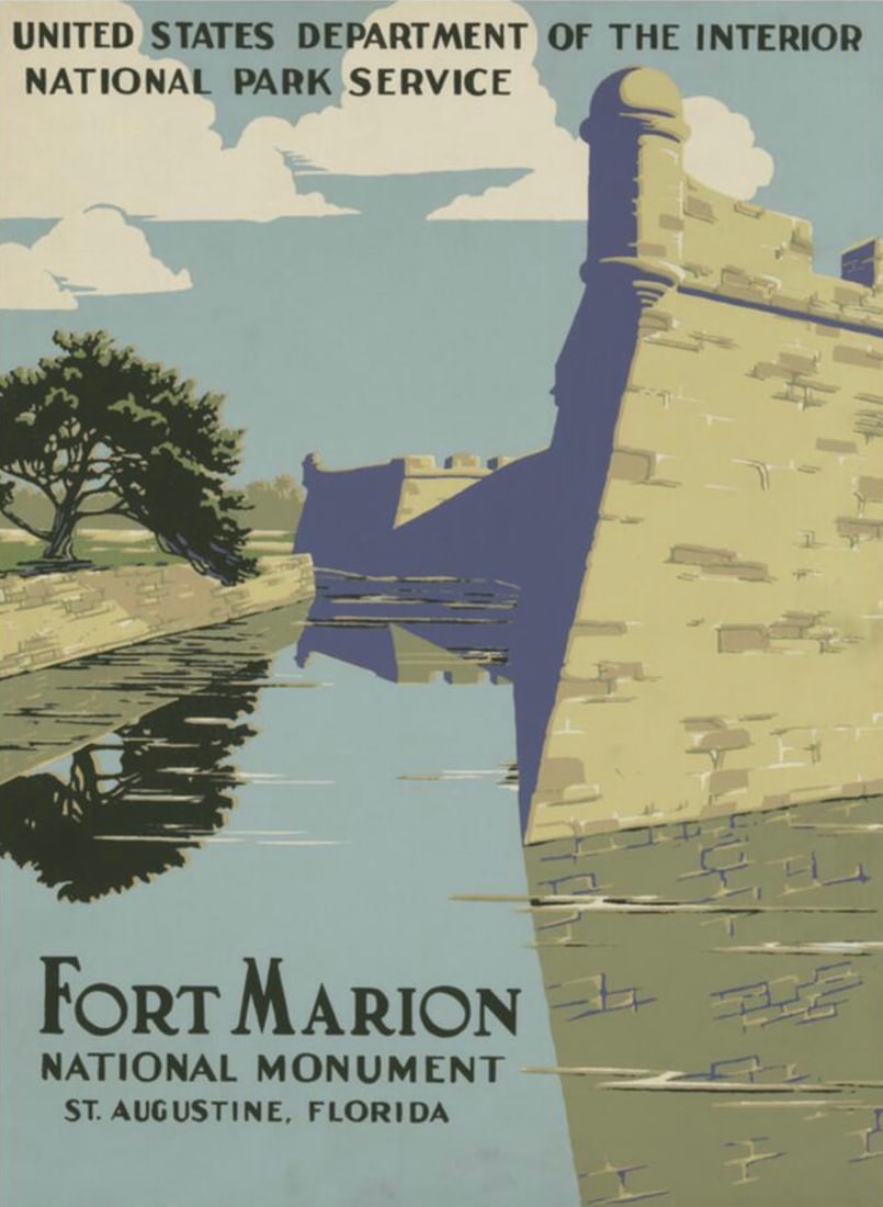 Fort Marion, St. Augustine Florida Poster: Fort Marion, St. Augustine Florida Poster. Bonded to fabric. 26.00 x 36.00 inches. Please be aware that all lots in our auctions are sold "AS IS," in accordance with the Terms & Conditions of the