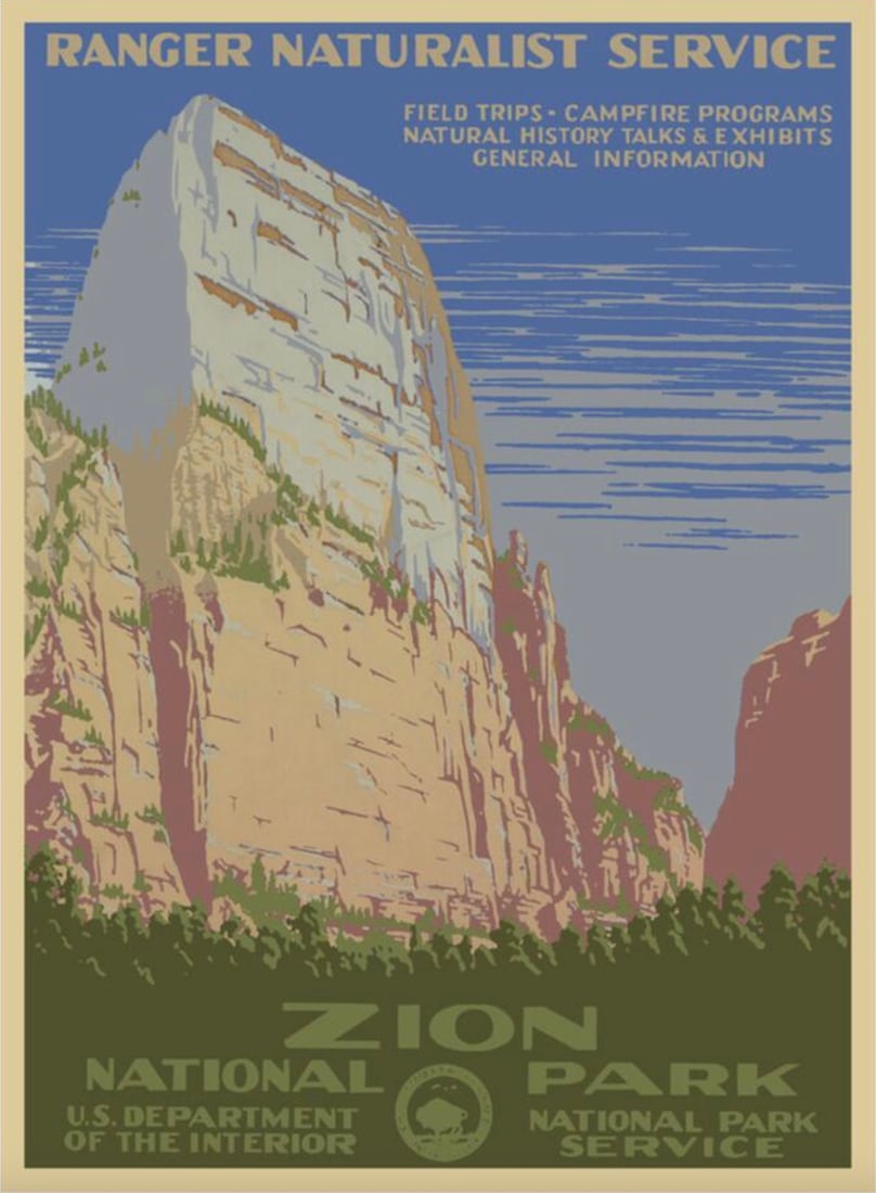 Ranger Naturalist Service Poster: Ranger Naturalist Service, "1938" Poster. Bonded to fabric. 26.75 x 37.00 inches. Please be aware that all lots in our auctions are sold "AS IS," in accordance with the Terms & Conditions of the Aucti
