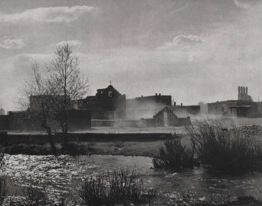 Ansel Adams (American, 1902-1984) Print: Ansel Adams (American, 1902-1984) Print. Dust Storm - Taos, New Mexico. Printed in 1963, USA. 8.50 x 6.50 inches. Please be aware that all lots in our auctions are sold "AS IS," in accordance with
