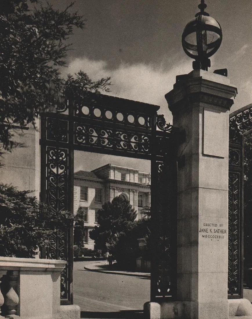 Josef Muench (German-American, 1904 - 1998) Print: Josef Muench (German-American, 1904 - 1998) Print. Sather Gate - Berkeley Campus, University of California. Printed in 1947. 6.00 x 7.00 inches. Please be aware that all lots in our auctions are sold