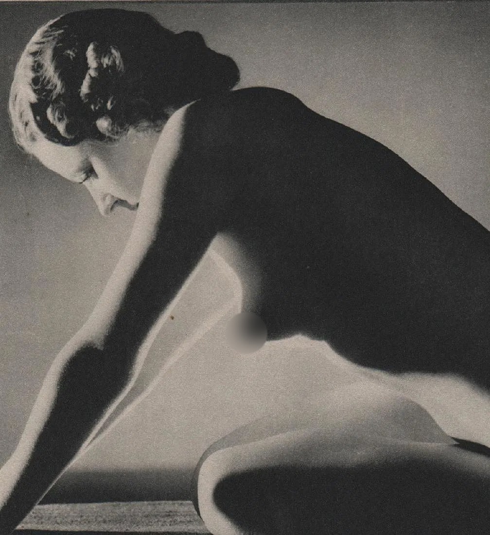 Howard S. Redell Print: Howard S. Redell Print. Crouching Nude. Printed in 1937. 4.75 x 5.25 inches. Please be aware that all lots in our auctions are sold "AS IS," in accordance with the Terms & Conditions of the Auction.