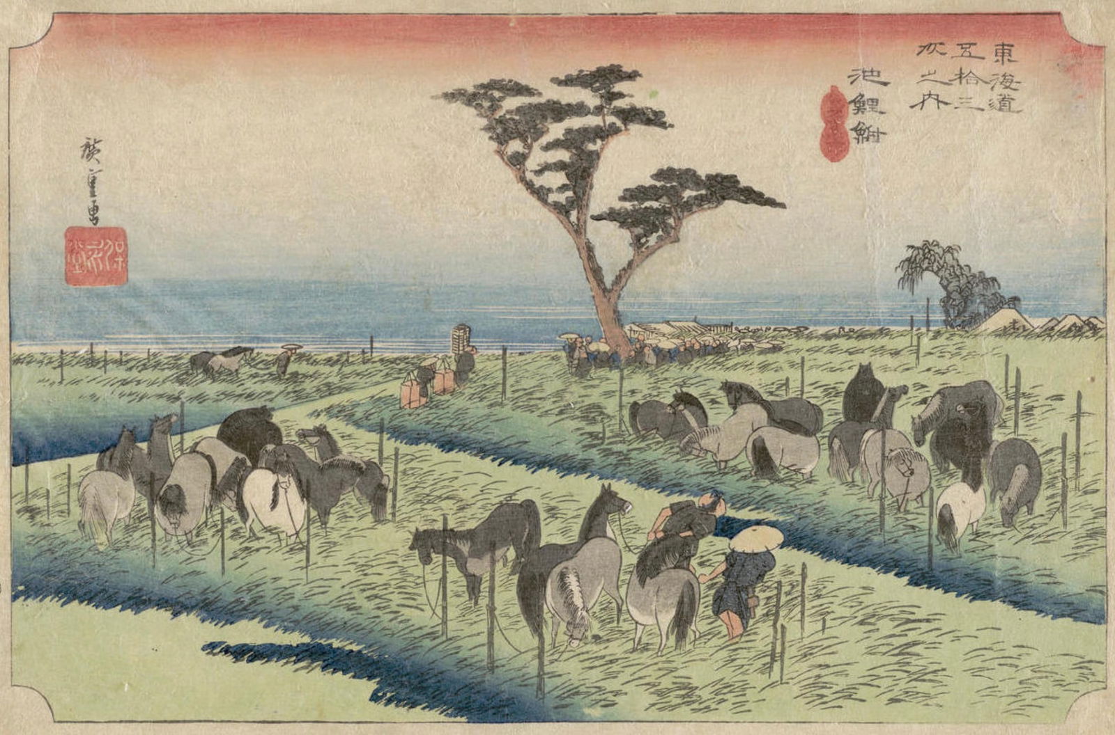 Utagawa Hiroshige (Japanese, 1797-1858) Print: Utagawa Hiroshige (Japanese, 1797-1858) Print. Chiryu, "1833". 20.25 x 13.75 inches. Bonded to fabric. Please be aware that all lots in our auctions are sold "AS IS," in accordance with the Terms &