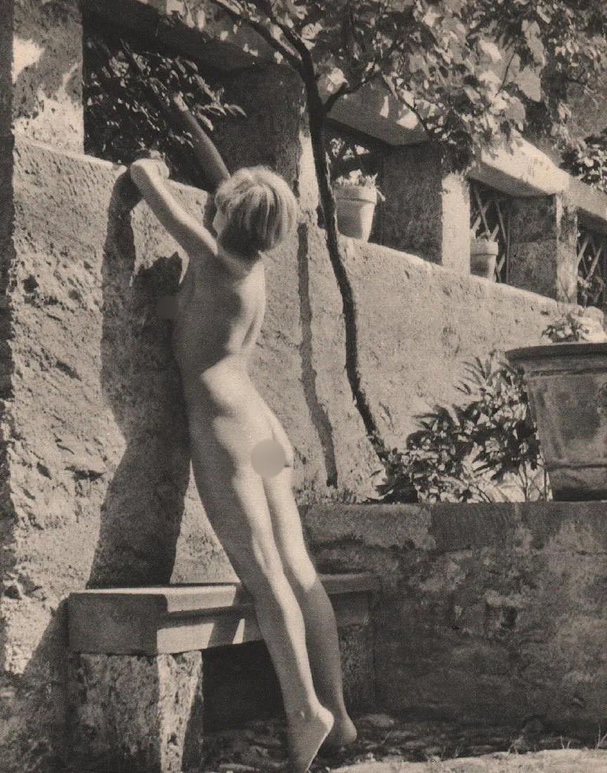 Maurice Pillard Verneuil (France,1869-1942) Print: Maurice Pillard Verneuil (France,1869-1942) Print. Nude in the Garden. Printed in 1933. 7.25 x 9.50 inches. Please be aware that all lots in our auctions are sold "AS IS," in accordance with the