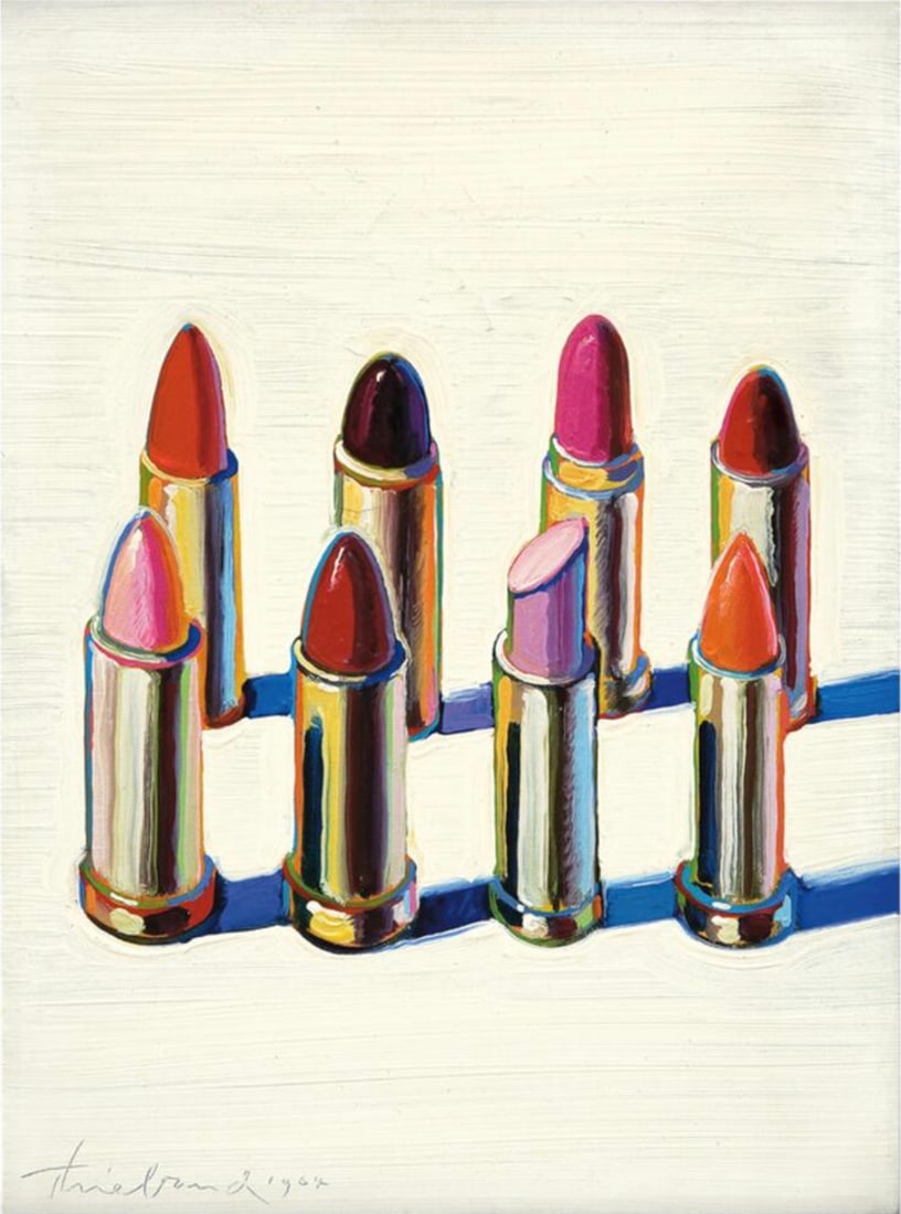 Wayne Thiebaud (American, 1920-2021) Print: Wayne Thiebaud (American, 1920-2021) Print. Lipsticks, "1964". 36.50 x 49.00 inches. Please be aware that all lots in our auctions are sold "AS IS," in accordance with the Terms & Conditions of the
