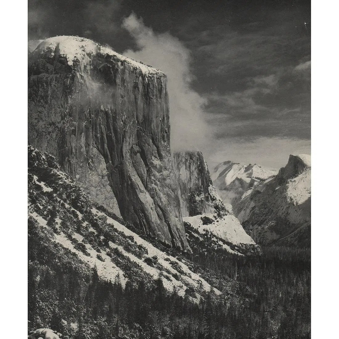 Ansel Adams (American, 1902-1984) Print: Ansel Adams (American, 1902-1984) Print. Yosemite Valley, Winter. Printed in 1950's. 10.50 x 9.00 inches. Please be aware that all lots in our auctions are sold "AS IS," in accordance with the Terms