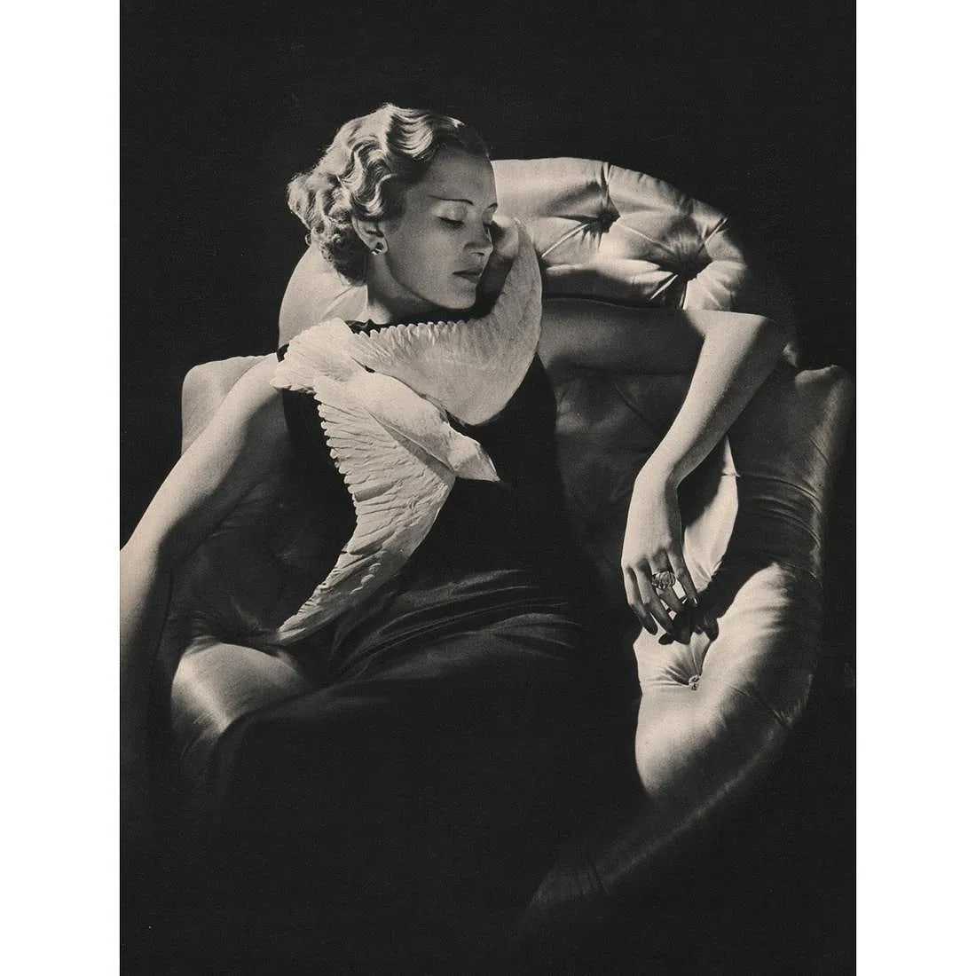 Harry O. Meerson (France, 1910-1991) Print: Harry O. Meerson (France, 1910-1991) Print. MEERSON (France, 1910-1991) Print. Fashion Model with Dove. Printed in 1930's. 11.00 x 8.50 inches. Please be aware that all lots in our auctions are sold "